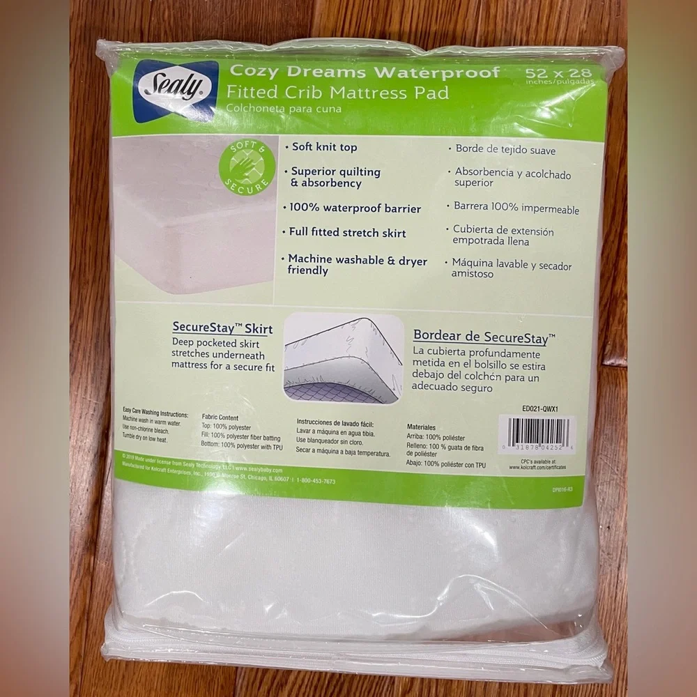 NWT Sealy Cozy Dreams Waterproof Crib Mattress